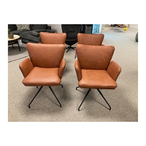 Outlet - 4 stk. Coco spisebordsstole - Turo soft rust læder - 360 graders drejestel
